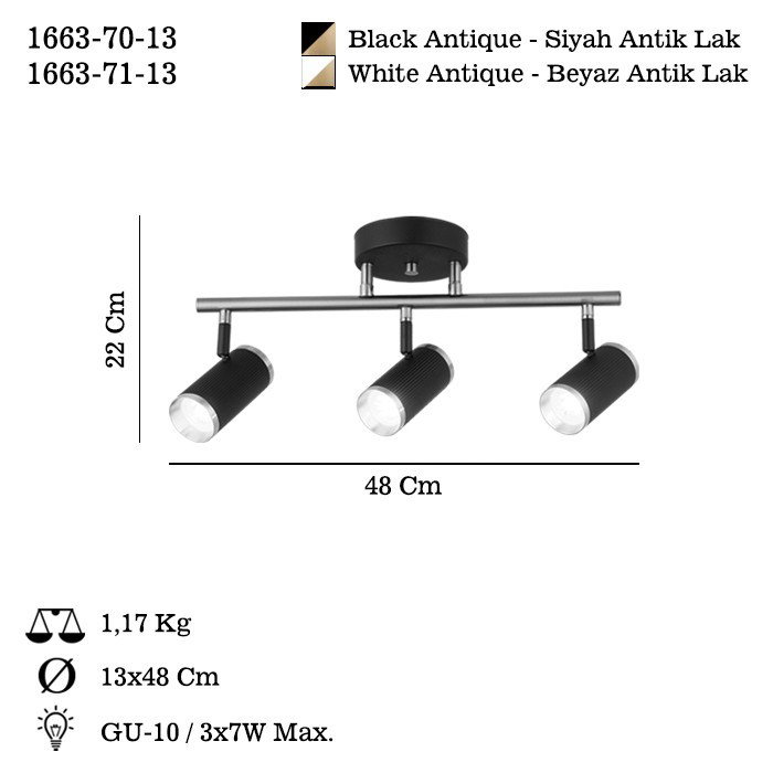 Opviq Lume - 70-13 Candelabro de Metal Negro y Laca Antigua